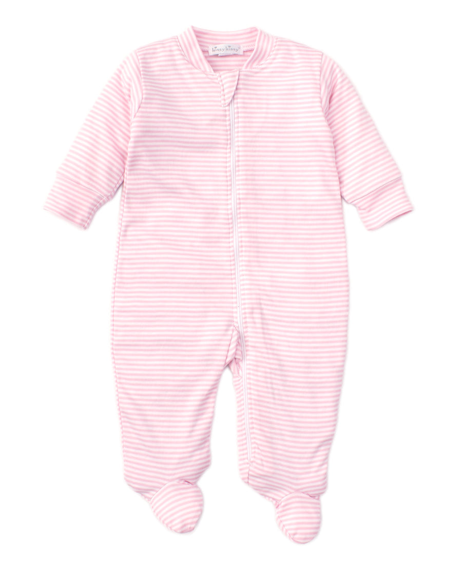 Kissy Kissy Stripes Footie with Zip-Pink