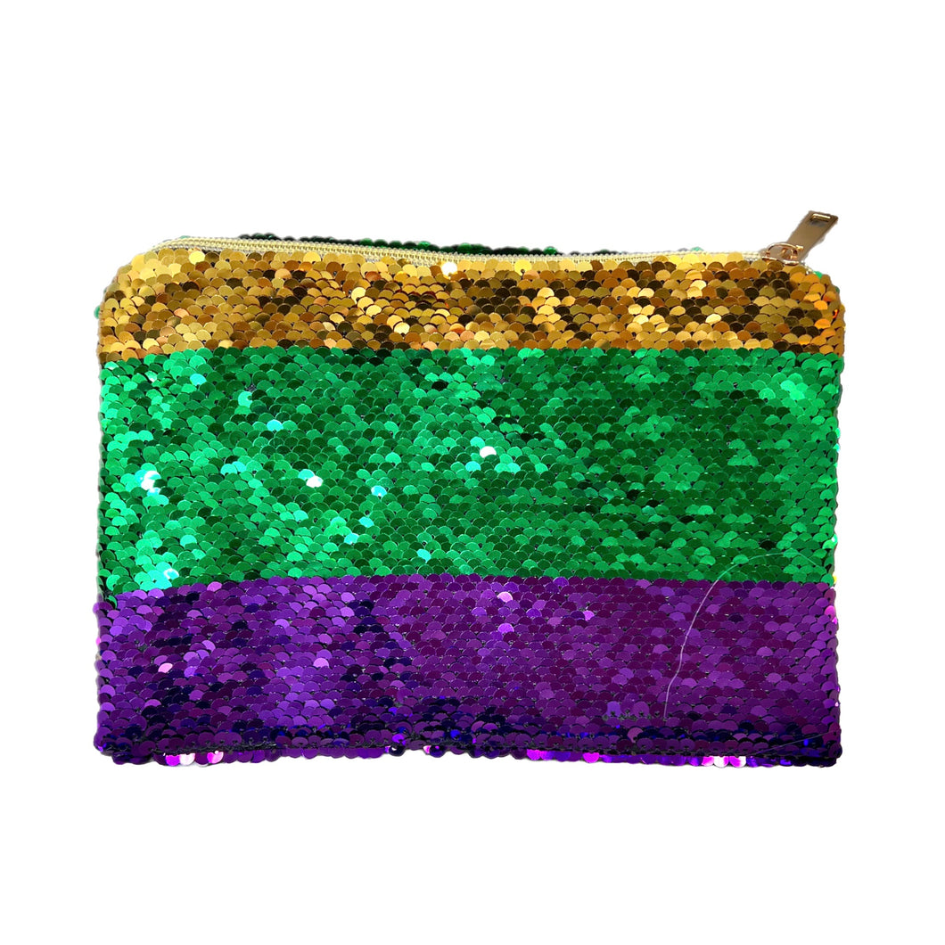 Mardi Gras Sequin Striped Zipper Bag