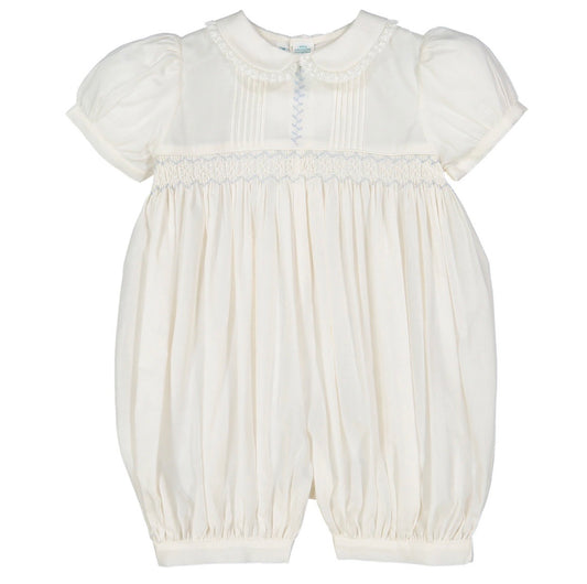 Feltman Girls Vintage Smocked Romper-Ivory