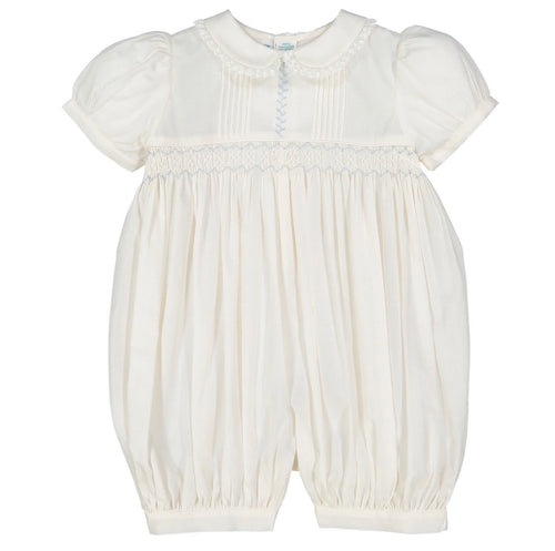 Feltman Girls Vintage Smocked Romper-Ivory