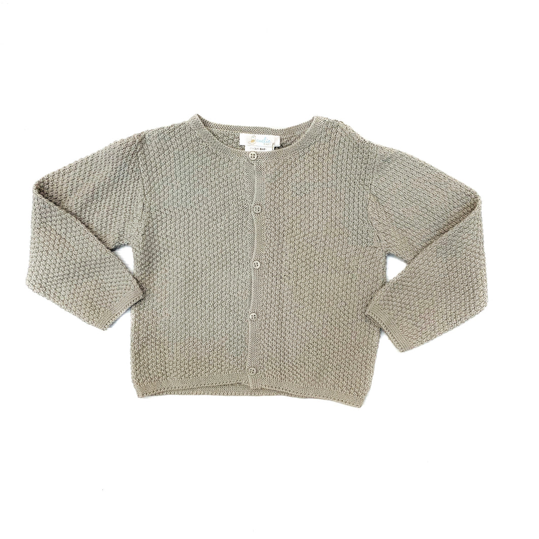 Cuclie Baby Contrast Knit Cardigan-Grey