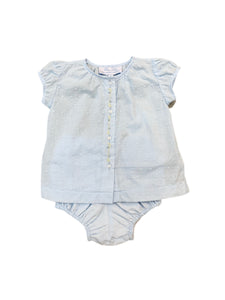Pixie Lily  Blue Dotted Swiss Diaper Set