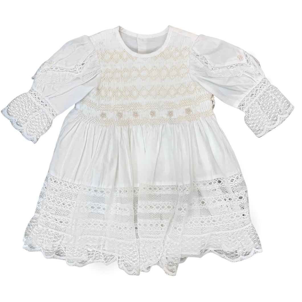 RN Smocked Lace Bottom Dress