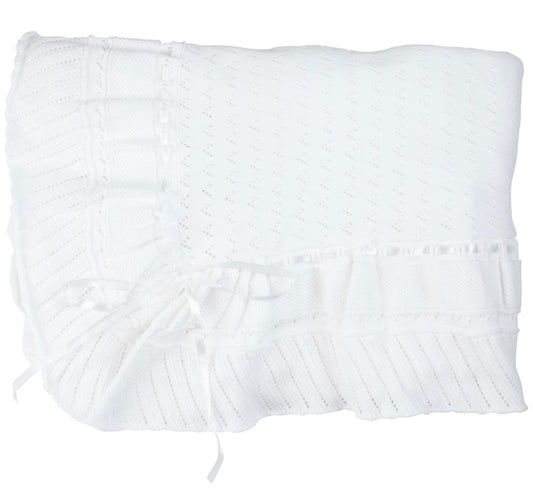 Feltman White Pointelle Shawl
