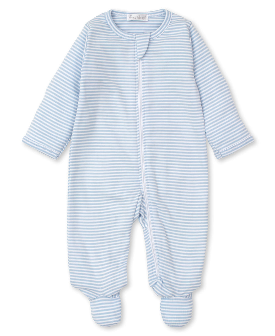 Kissy Kissy Stripes Footie with Zip-Blue
