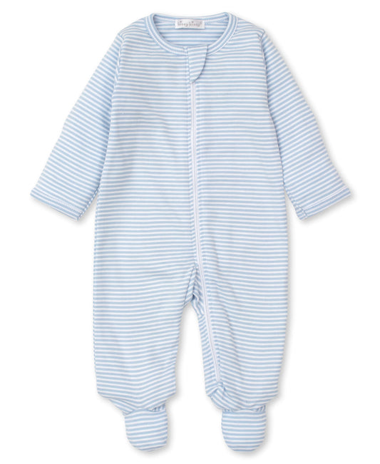 Kissy Kissy Stripes Footie with Zip-Blue