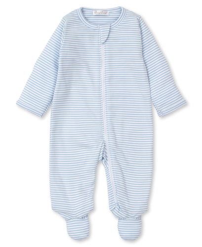 Kissy Kissy Stripes Footie with Zip-Blue