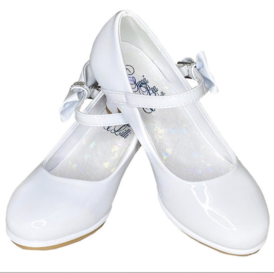 Lito White Heel w/ Strap and Bow