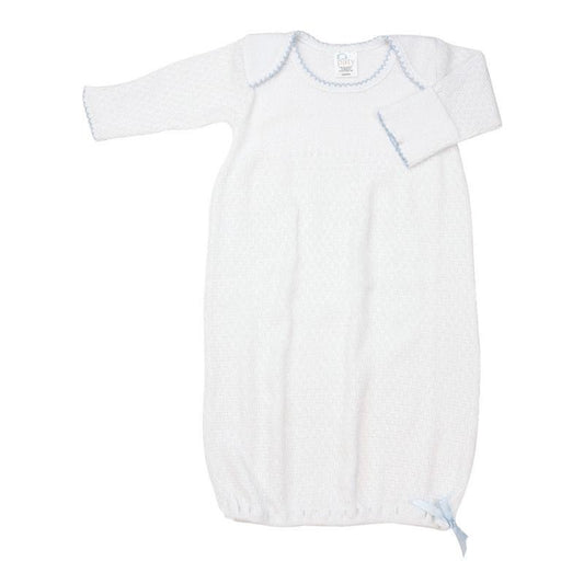 Paty Inc White/Blue Lap Shoulder Gown