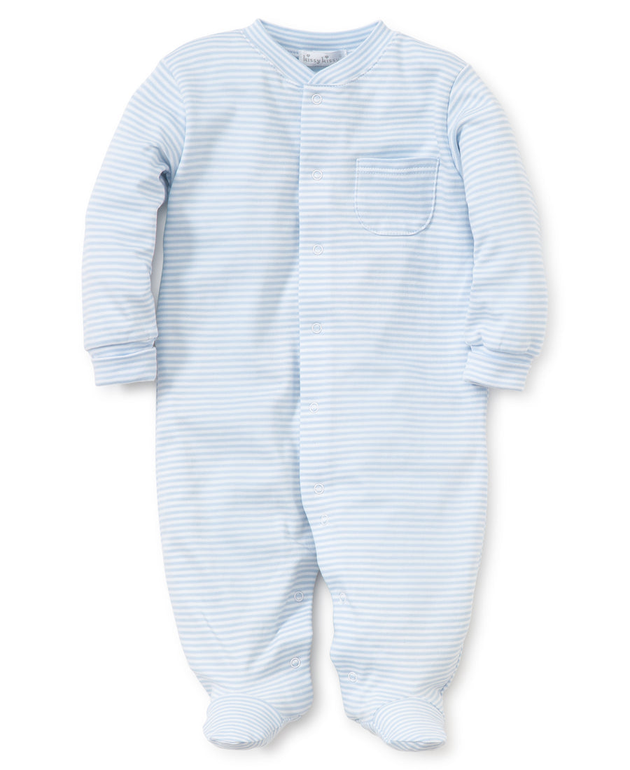 Kissy Kissy Striped Footie Lt Blue