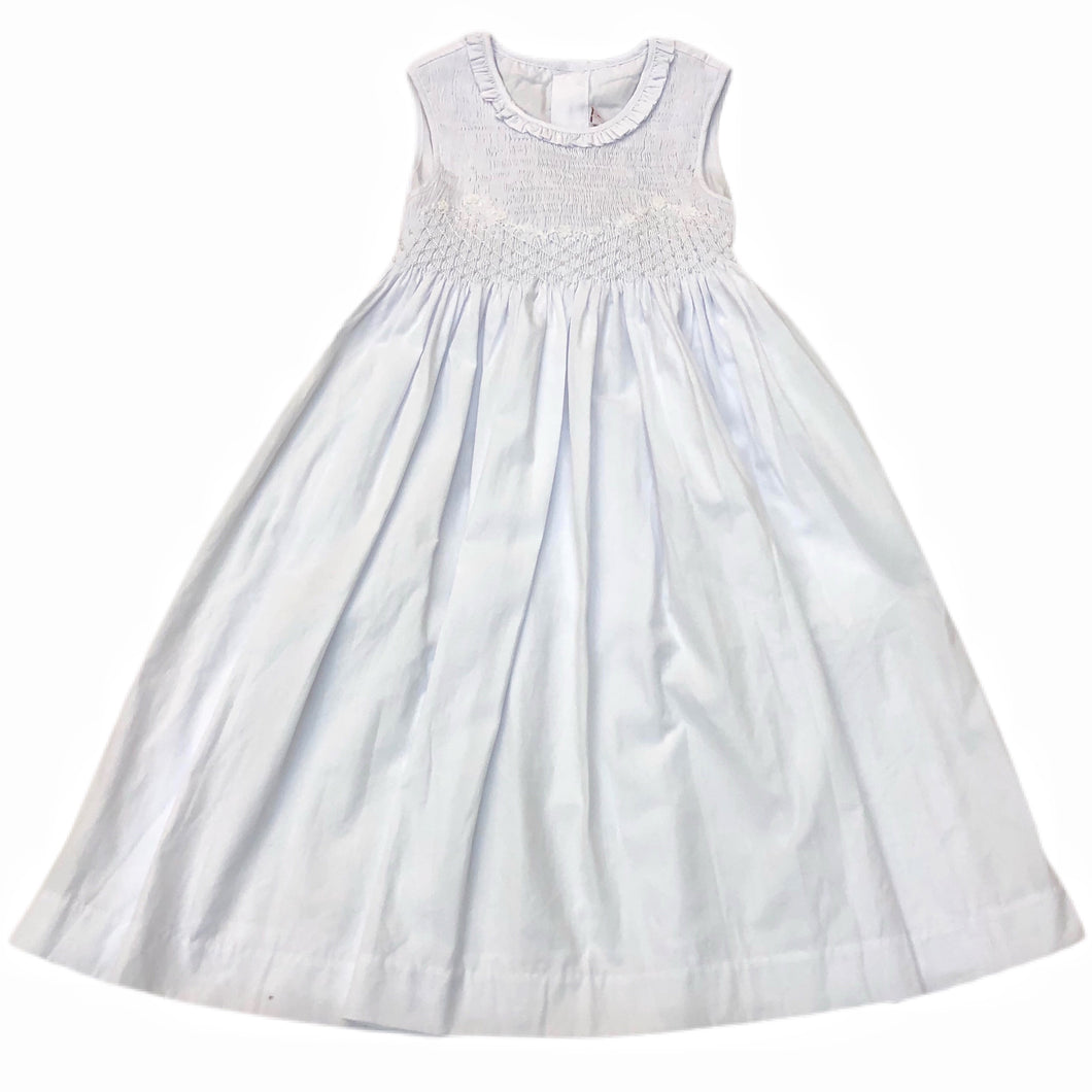 Mom & Me White Smocked Sleeveless Dress w/ Pearls