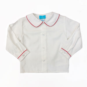 Claire & Charlie Button Front Boys l/s shirt w/Red Piping