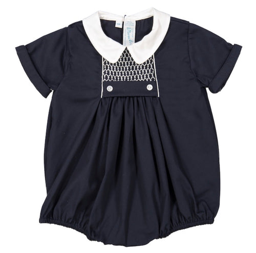 Feltman Chevron Smocked Creeper-Navy