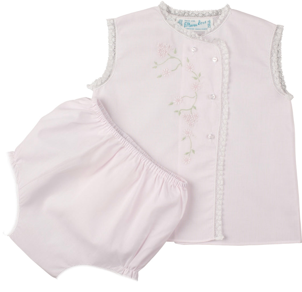 Feltman Pink Diaper Set with Lace and Emb