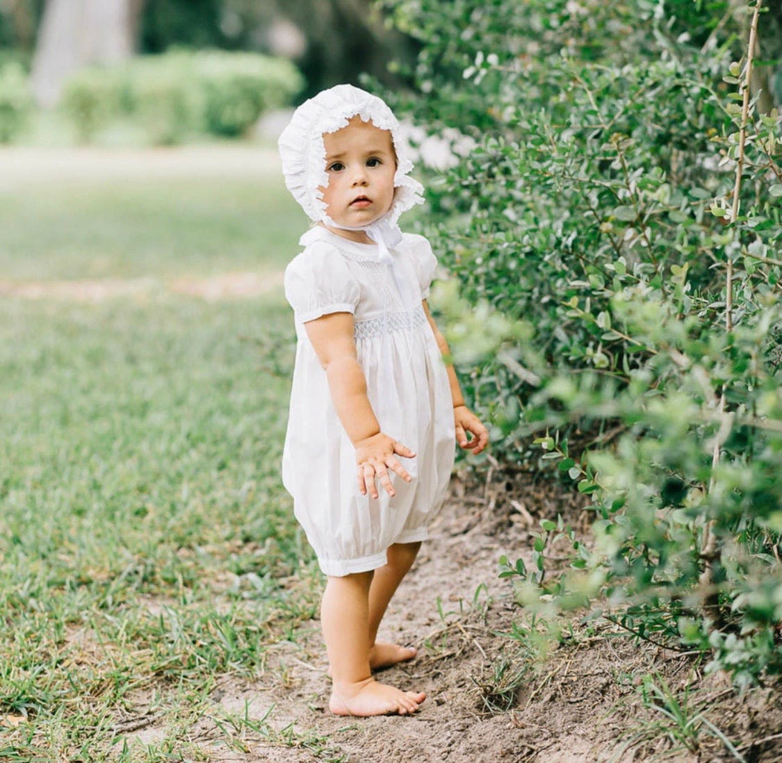 Feltman Girls Vintage Smocked Romper-Ivory