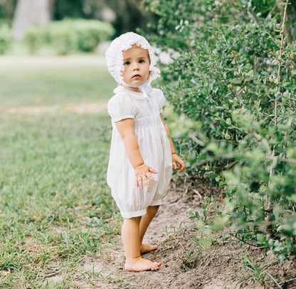 Feltman Girls Vintage Smocked Romper-Ivory