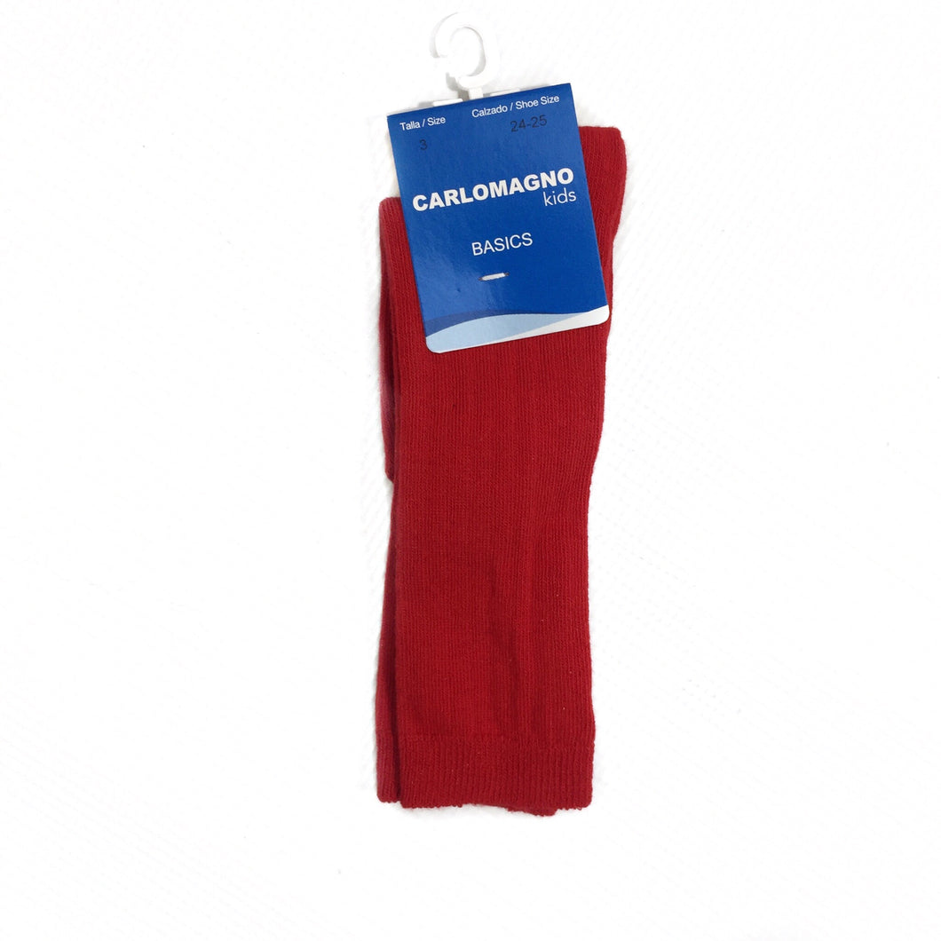Carlomagno Ribbed Red Knee High Socks