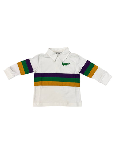 Mardi Gras White Rugby L/S Shirt