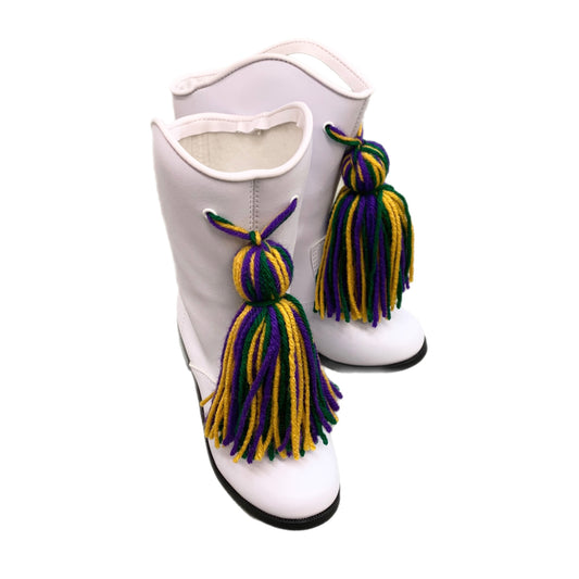 White Mardi Gras Marching Boot