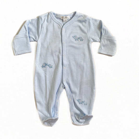 Kissy Kissy Blue & White Emb Elephant Striped Footed