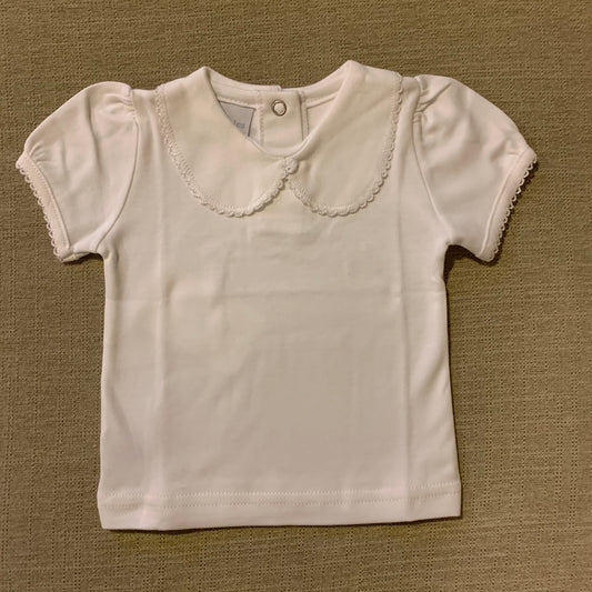 Squiggles SS White Knit Blouse w/Picot edge