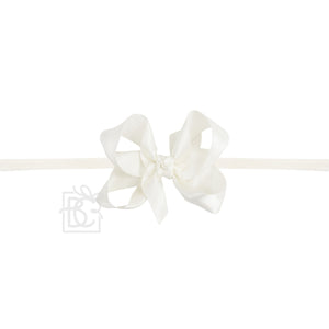 BC Ivory Satin Bow on Elastic Headband 3.5" Bow