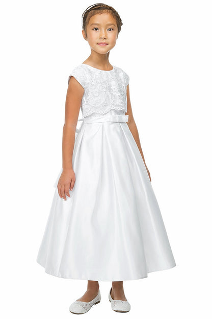 Sweet Kids Lace Top/pocket Communion Dress