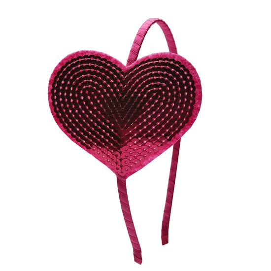 Large Hot Pink Sequin Heart Headband