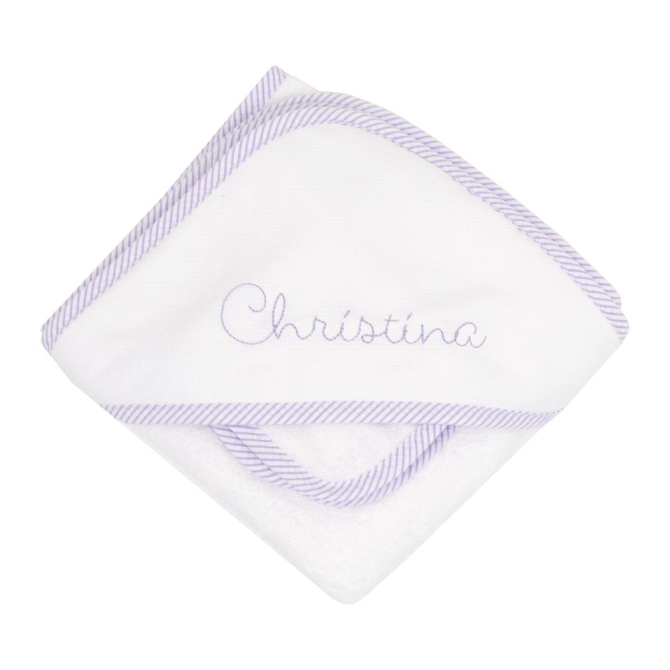 3 Marthas Lilac Seersucker Striped Hooded Towel