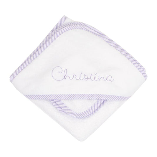 3 Marthas Lilac Seersucker Striped Hooded Towel
