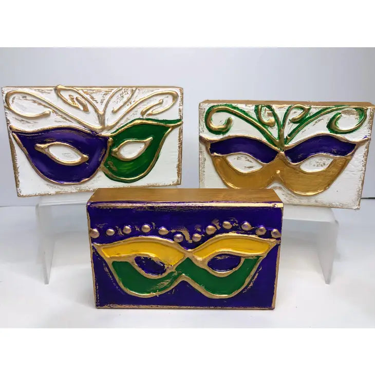 Coddiwomple Mardi Gras Mask on Block Art