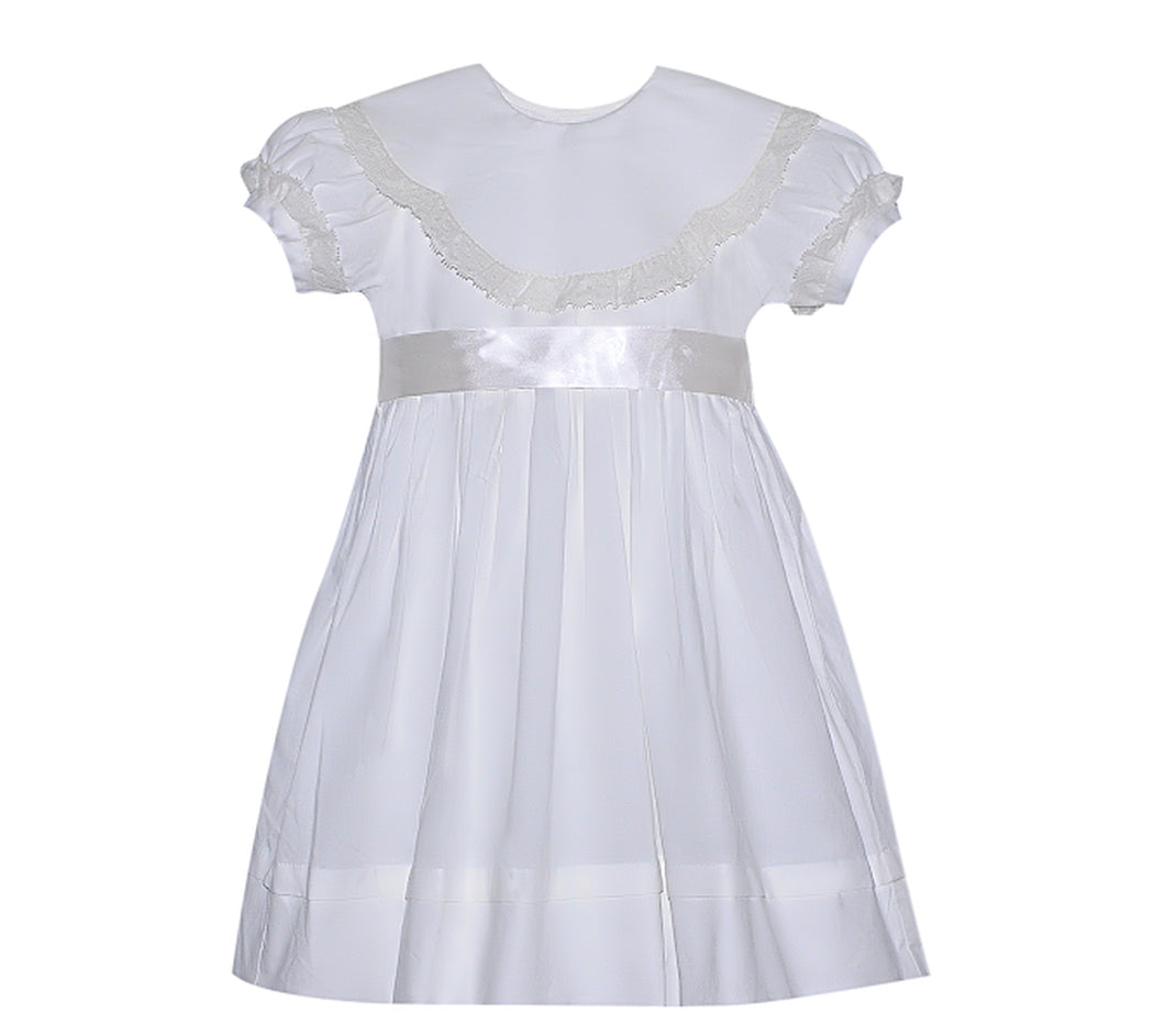 P&R Mary White Dress with Collar and Sash