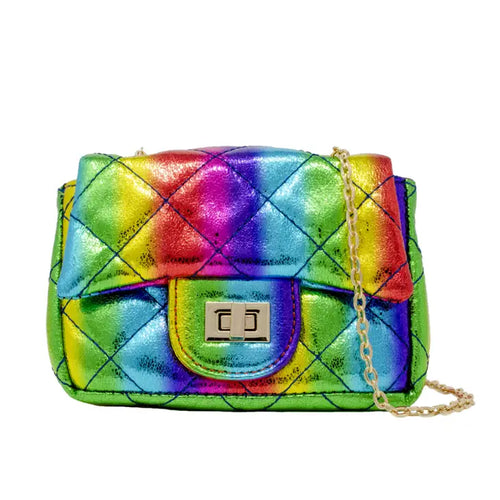 Classic Metallic Rainbow Mini Bag-Rainbow