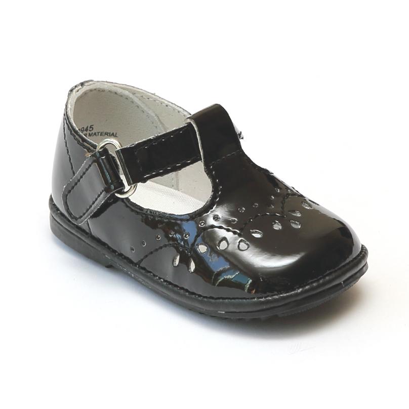 Angel Black Patent Leather T Strap Shoe banburycrosskids