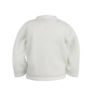 Petit Ami Girl's White Scalloped Cotton Sweater