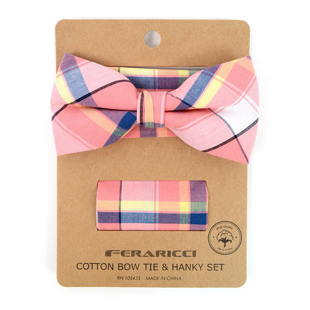 Pink Plaid Bow Tie & Pocket Square