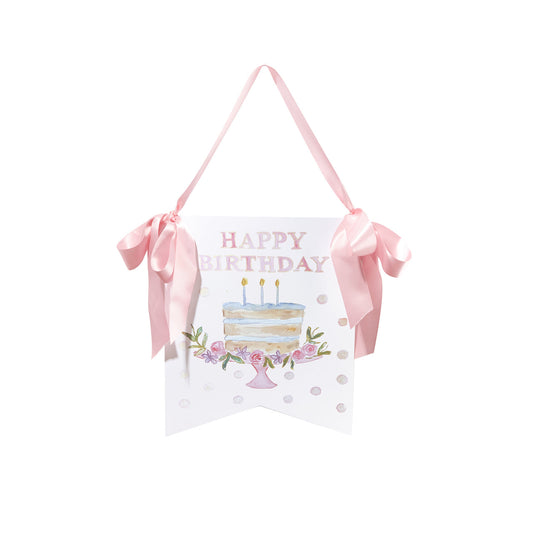 Over the Moon Pink "Happy Birthday" Cake Hanger