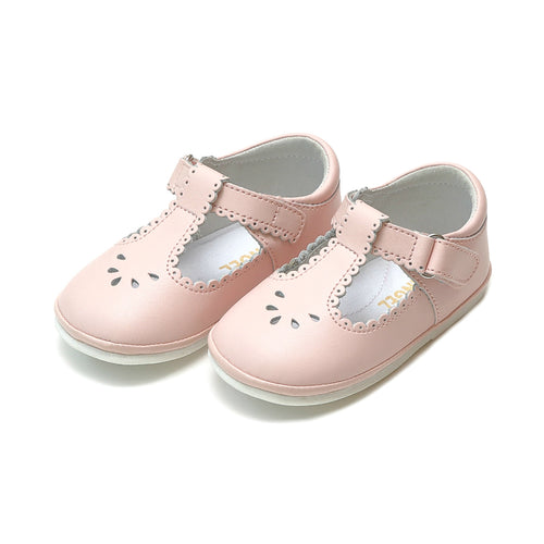 Angel Perforated T Strap Pink