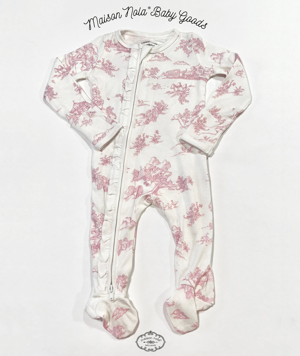 Maison Nola Pink Bamboo Storyland Footie