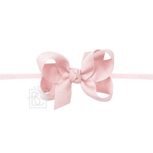 BC Light Pink Grosgrain Bow on Elastic Headband 3.5" bow