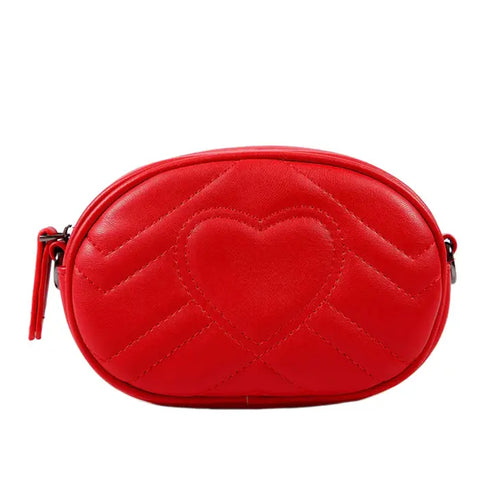 Quilted Heart Belt Bag-Red