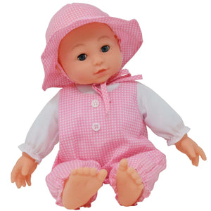 16 in. Realistic  Baby Doll Plush Body-Gingham Print