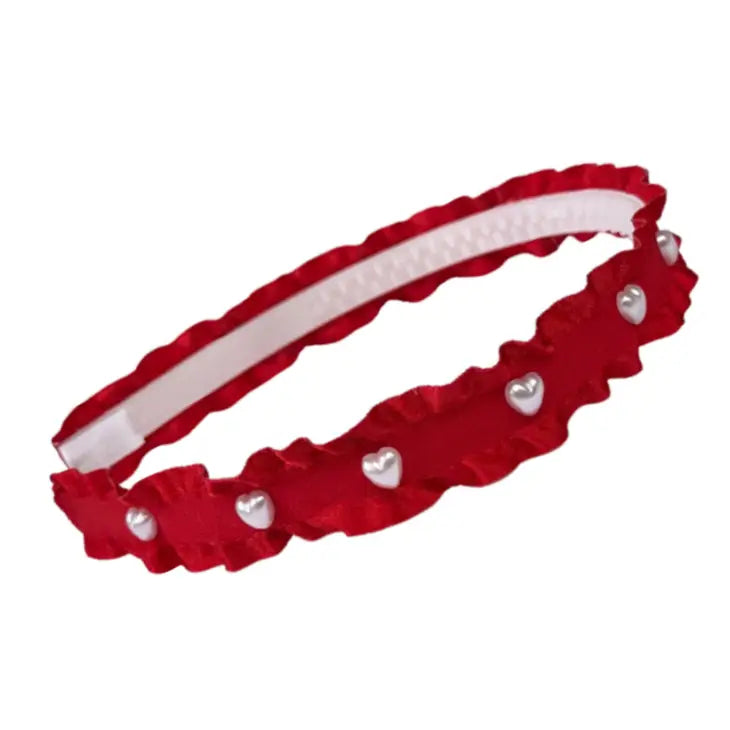 Lolo Red Heart Double Ruffle Headband