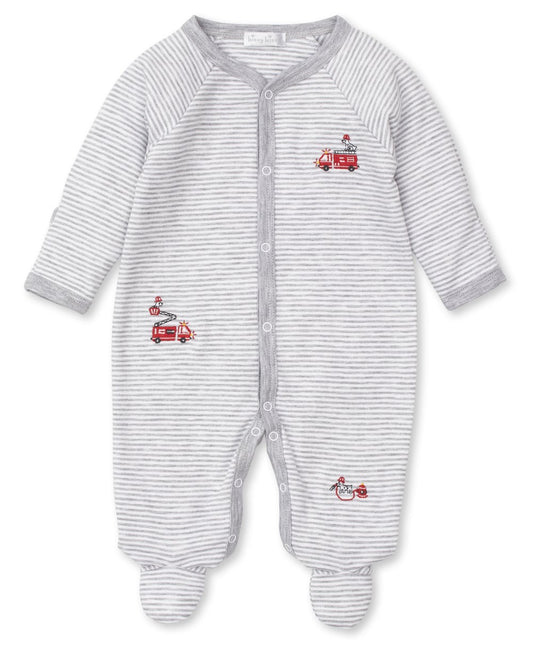 Kissy Kissy Firetruck Grey Striped Footie