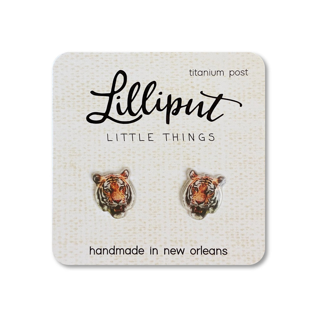 Lilliput Tiger Head Earrings
