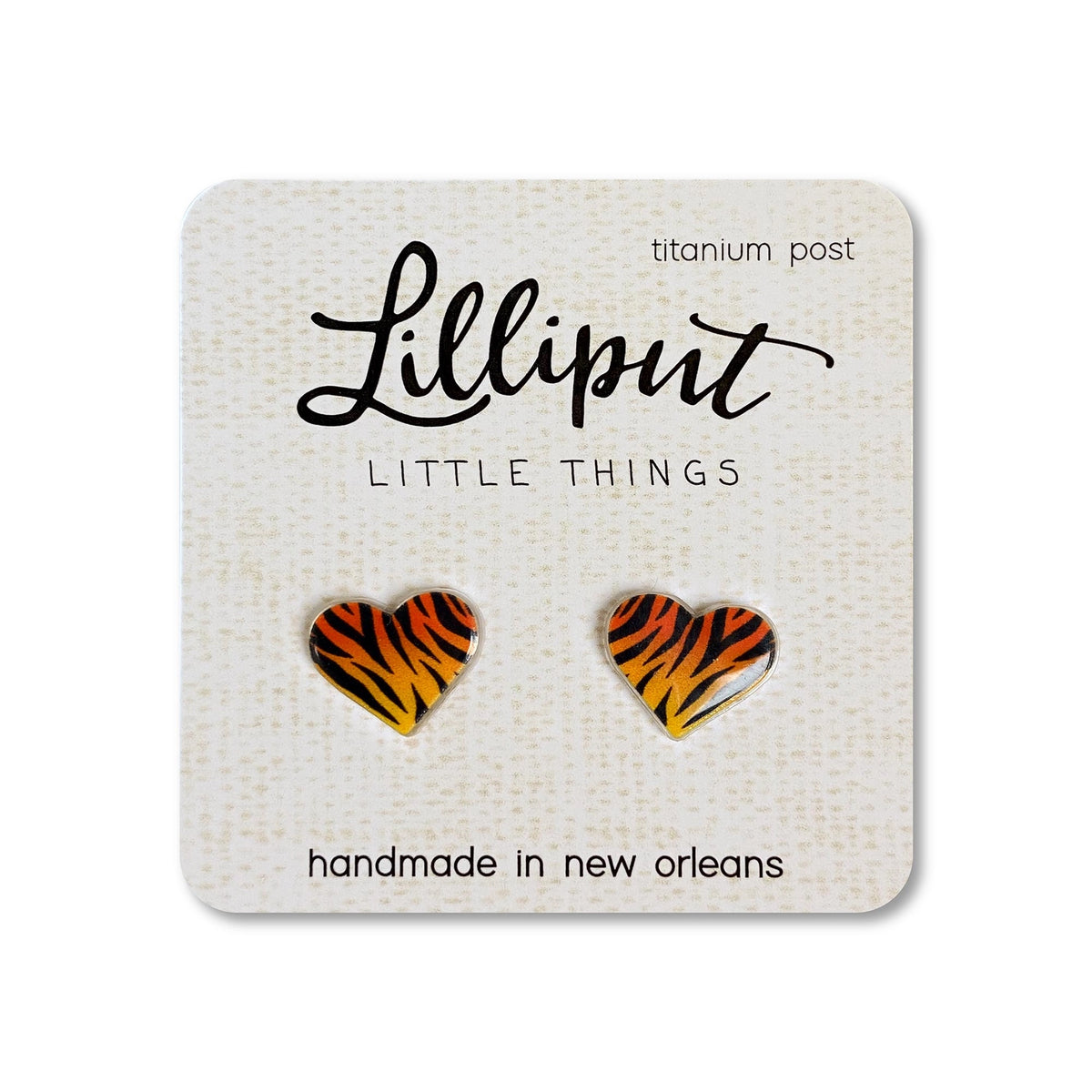 Lilliput Tiger Stripe Heart Earrings