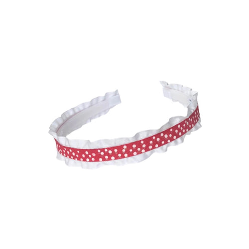 Double Ruffle Whimsy Glitter Red Dot Headband