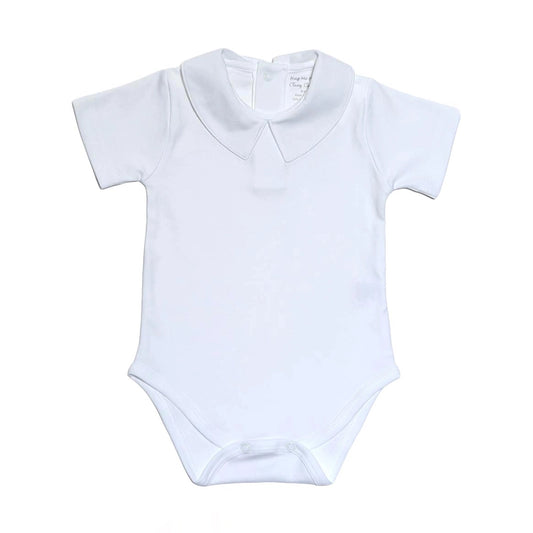 Hug Me First White Pima Boys S/S Bodysuit