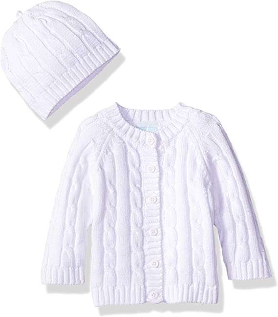 Baby Dove White Cable Sweater w/ Hat