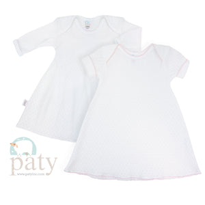 Paty SS Lap Shoulder Dress-White/Pink